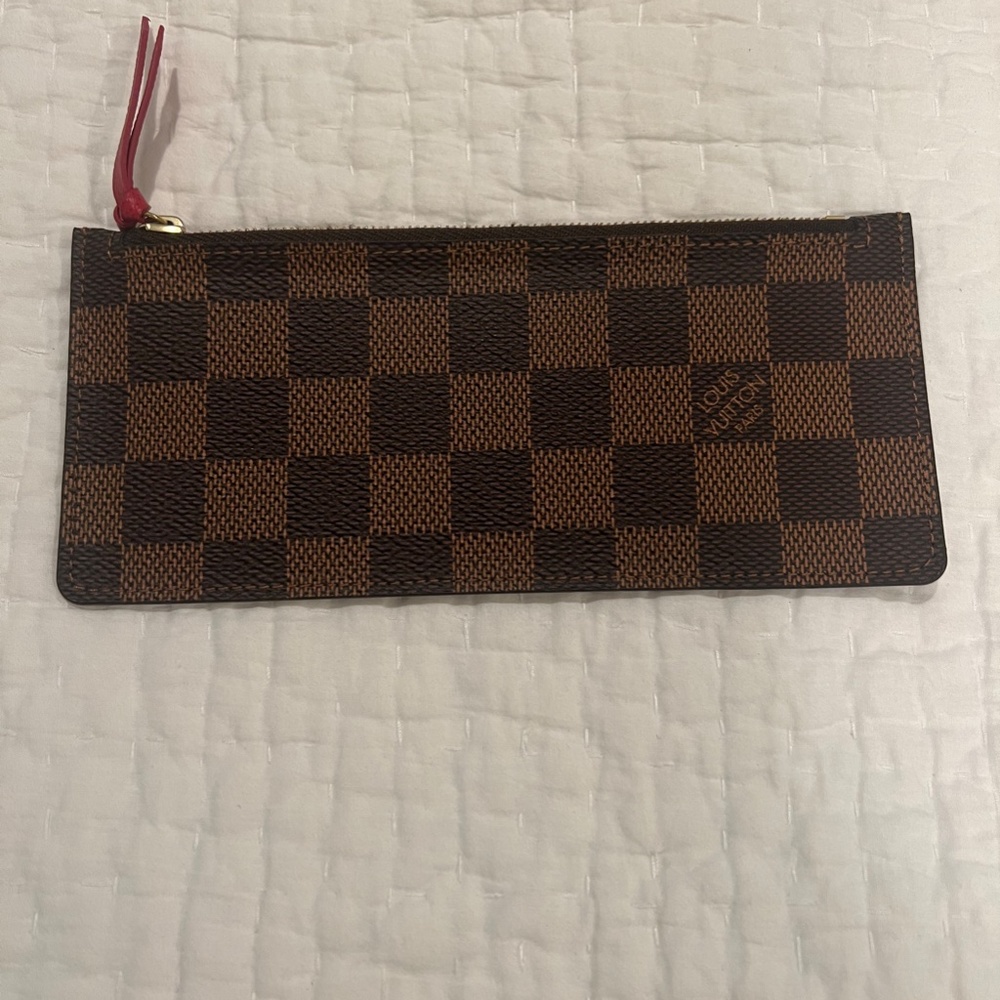 NIB Louis Vuitton Damier Ebene Felicie Chain Wallet Zippered Insert